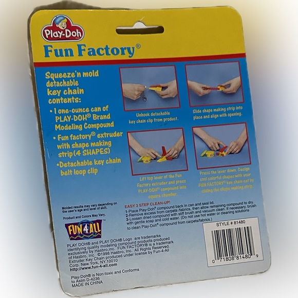 VTG 1998 HASBRO GREEN PLAY DOH FUN  FACTORY KEYCHAIN MINIATURE SHAPE MAKER TOY - Picture 4 of 4